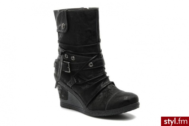 Mustang shoes PÓŁBUTY I BOTKI MILA BY (Czarny) - Botki Buty Moda
