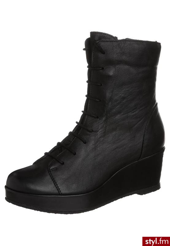 Zign Botki sznurowane czarny - Botki Buty Moda