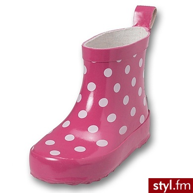 PLAYSHOES Różowe kalosze w białe punkty różowy - Kalosze Buty Moda