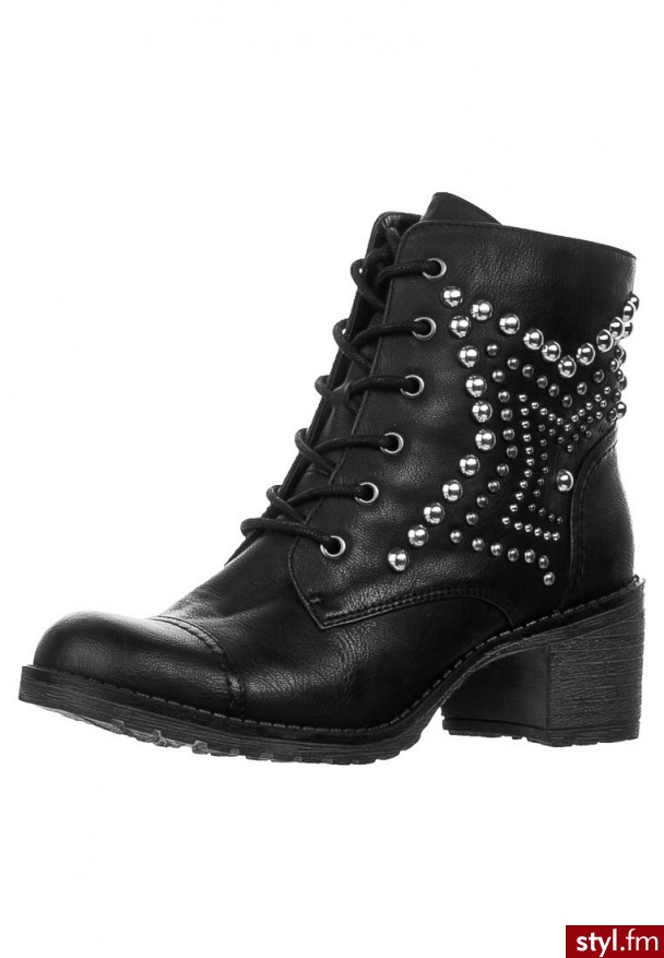 Even&Odd Botki sznurowane czarny - Botki Buty Moda