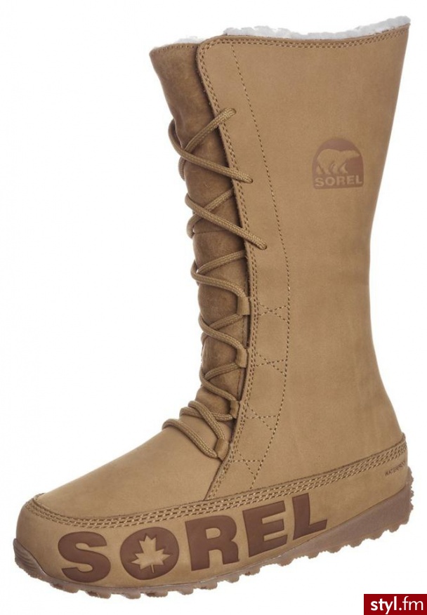 Sorel SHILA Kozaki sznurowane beżowy (NL 1753) - Kozaki Buty Moda