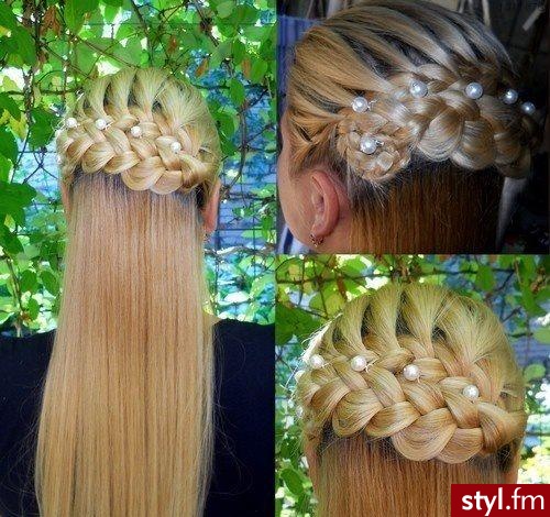 Blond Warkocze Proste Wieczorowe Długie Fryzury