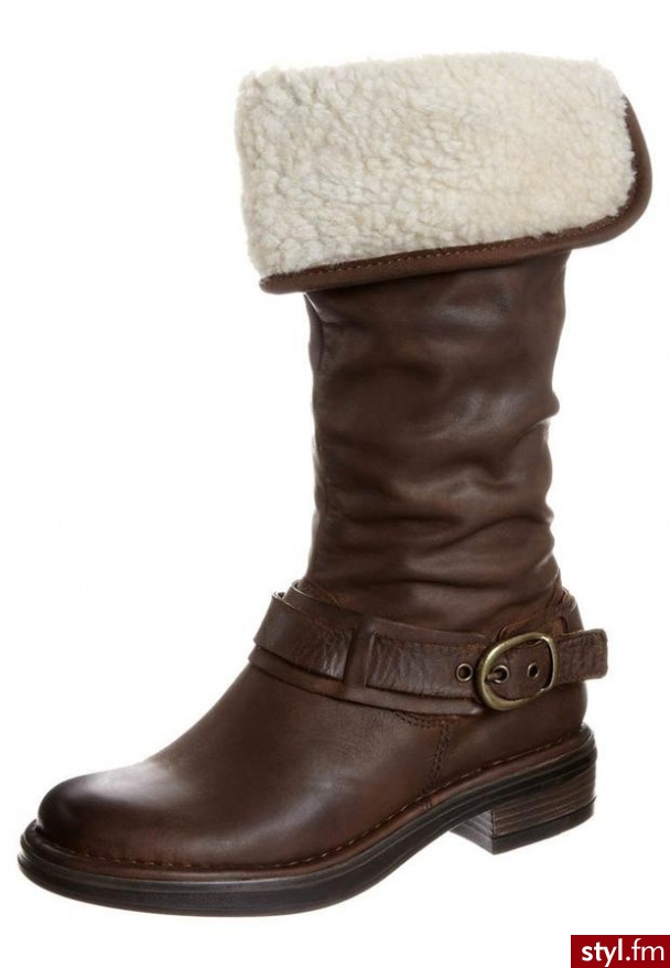 Zign Kozaki  brązowy - Kozaki Buty Moda