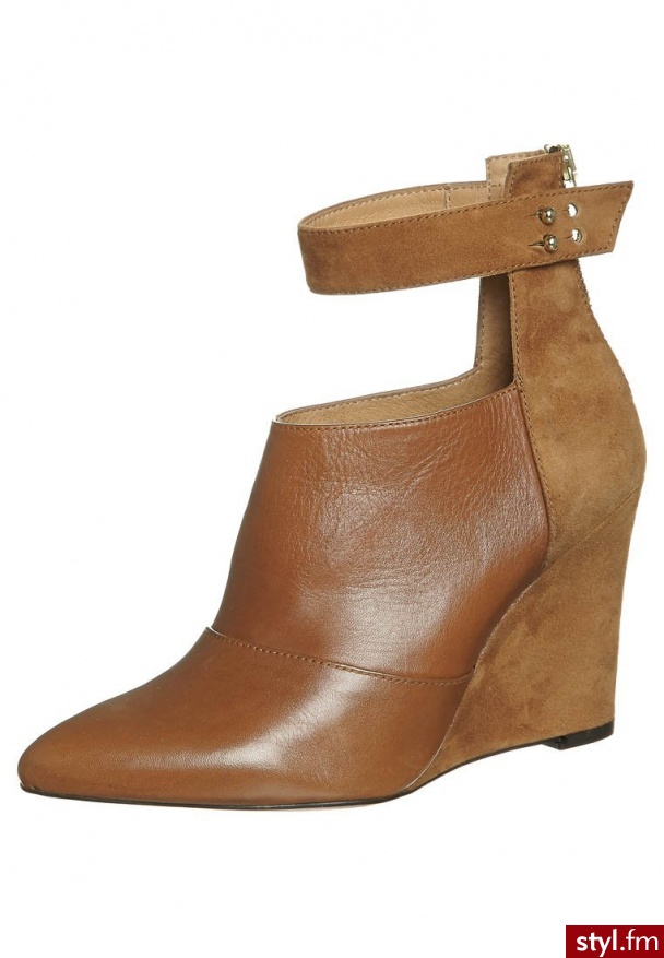 zign Botki na koturnie brązowy (13421) - Koturny Buty Moda