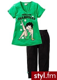 Bonprix Piżama Betty Boop czarny-zieleń trawiasta 907443_20083 - Piżamy Bielizna Moda