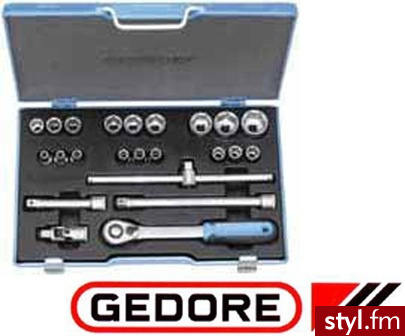 Gedore Zestaw kluczy nasadkowych 1/2 z grzechotka dwukierunkowa 270 mm i przedłużkami, 19 EMU-3, D 19 EMU-3 (2545853, 2545861) - Emu Buty Moda