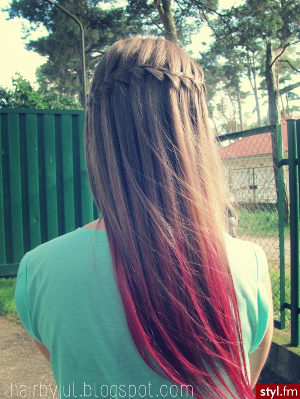 waterfall braid - Warkocze Proste Na co dzień Długie Fryzury