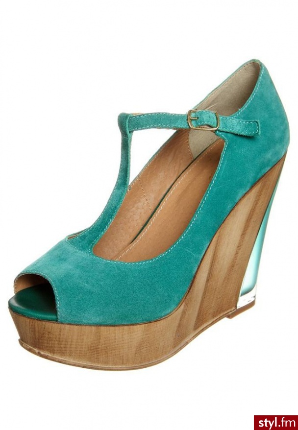Zign Szpilki Peep Toe zielony - Szpilki Buty Moda