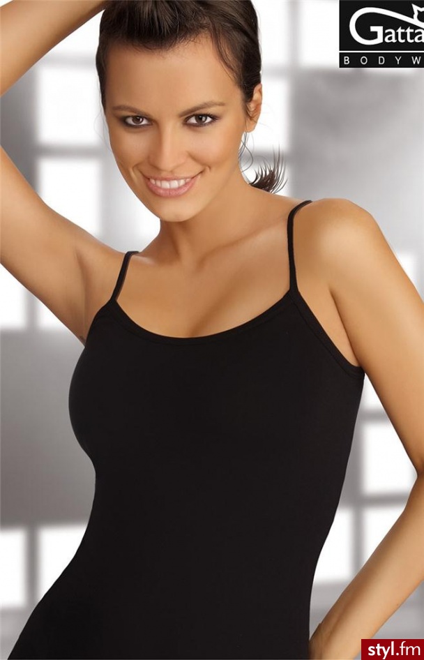 Gatta Bodywear Camisole koszulka 2K610  (czarny) Bluzeczki na ramiączkach Czarny - Bluzki Ciuchy Moda