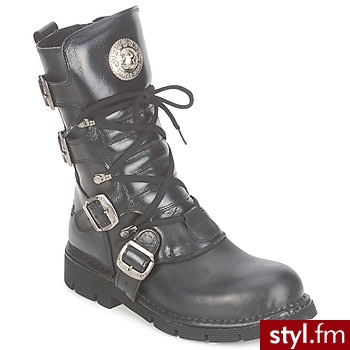New Rock BUTY BUCKLES Black - Kozaki Buty Moda