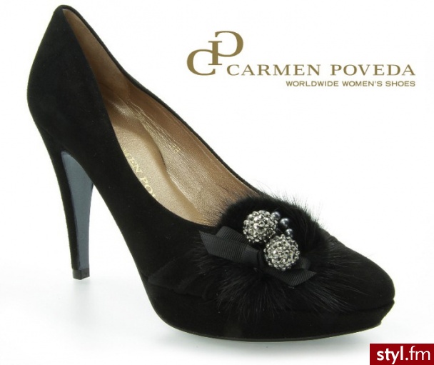 Carmen Poveda CzÓŁENKA CARMEN PROVEDA CAMOSCIO NEGRO - Czółenka Buty Moda