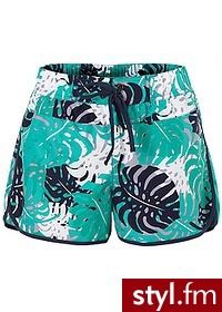Bonprix Szorty plażowe zielony w kwiatki 933938_24764 - Szorty Spodnie Moda