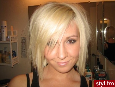 Blond Rozpuszczone Proste z grzywką Na co dzień Krótkie Fryzury