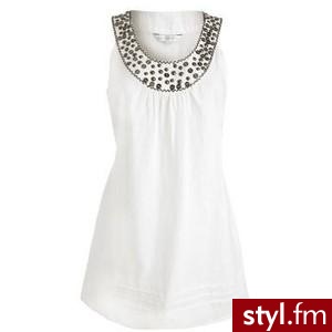 White studded detail linen top - Polyvore. Pobrano ze strony: http://www.polyvore.com/white_studded_detail_linen_top/thing?id=17220425 - Pozostałe Ciuchy Moda