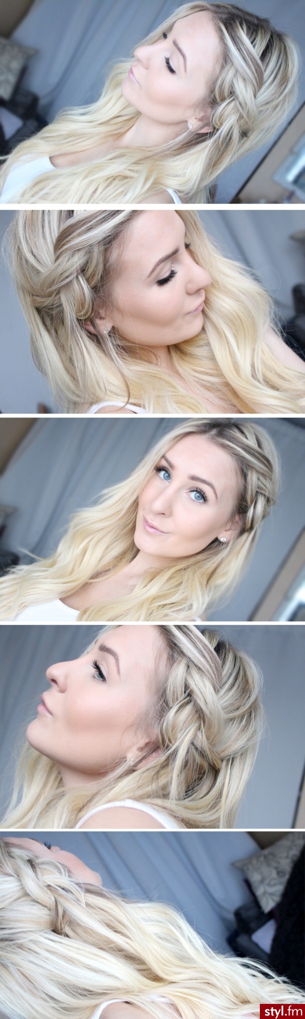 Blond Warkocze Proste Na co dzień Długie Fryzury
