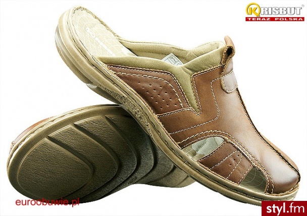 KRISBUT Obuwie Męskie Klapki KR-1057-3-D Brązowe - Klapki Buty Moda