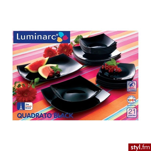 Luminarc Serwis Obiadowy QUADRATO 21elem. Czarny H6782 - Pozostałe Biżuteria Moda