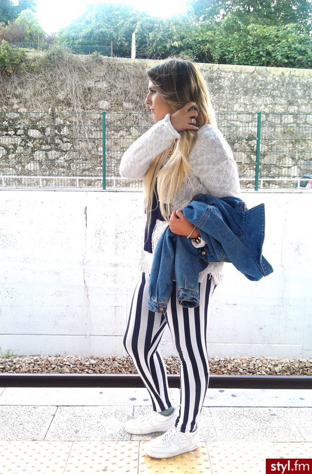 #Stripes #Denim #White #Black #Blonde #Ombre - Golfy Ciuchy Moda