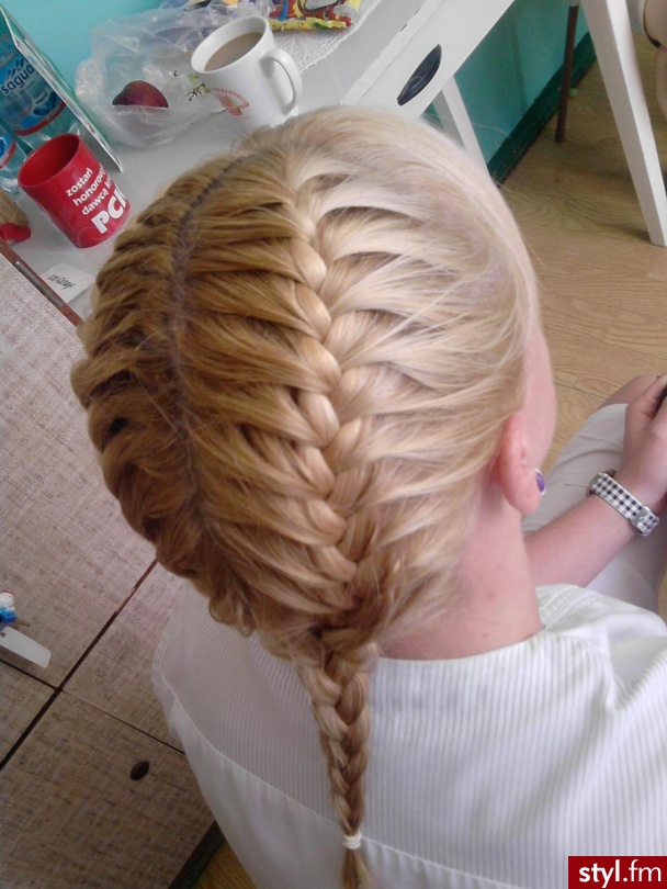 Blond Warkocze Proste z grzywką Na co dzień Średnie Fryzury