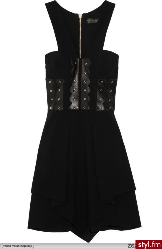 Versace Leather-paneled cady dress - Pozostałe Sukienki Moda