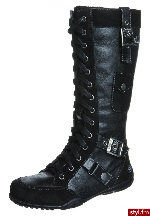 Dockers by Gerli Kozaki sznurowane czarny - Kozaki Buty Moda