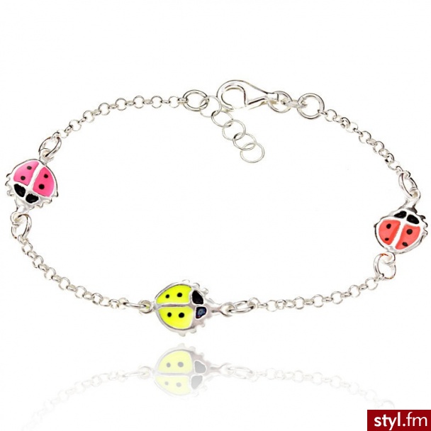 Młodzieżowa Srebrna Bransoletka z Biedronkami STU-BRA-0025 - Bransoletki Biżuteria Moda
