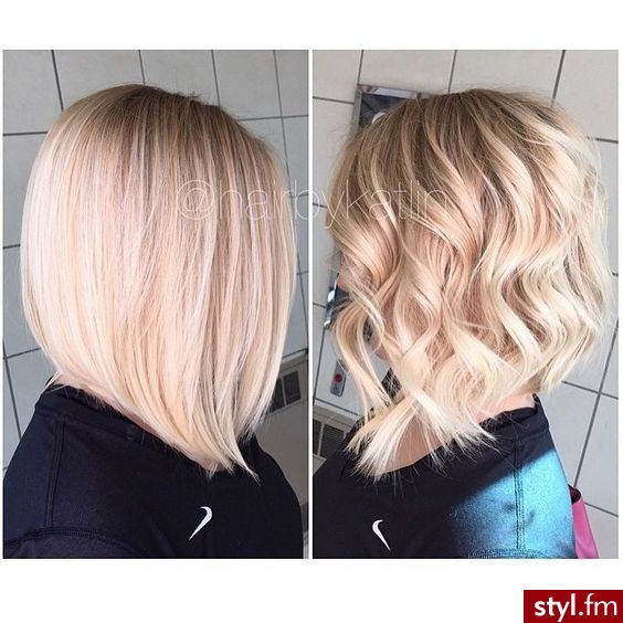 Blond Rozpuszczone Kręcone Na co dzień Średnie Fryzury