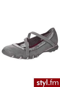 Skechers BIKERS Baleriny z zapięciem szary - Balerinki Buty Moda