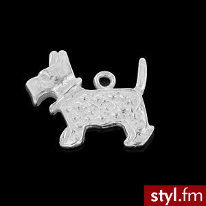 Zawieszka charms pies terier srebro 925 - Wisiorki Biżuteria Moda