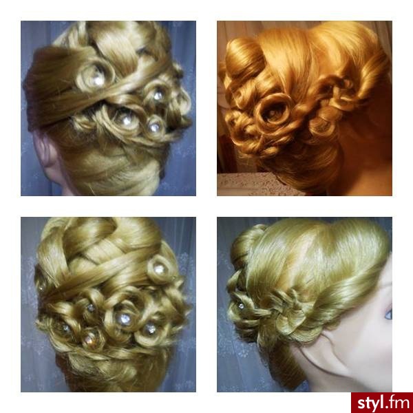 Blond Upięcie Proste Ślubne Średnie Fryzury