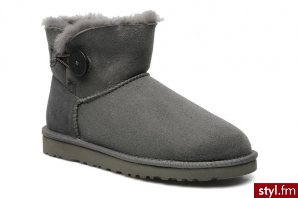 Ugg Australia PÓŁBUTY I BOTKI MINI BAILEY BUTTON BY (Szary) - Botki Buty Moda