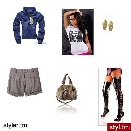 kozaki i spodenki. bluza, spodenki, kozaki - Styler