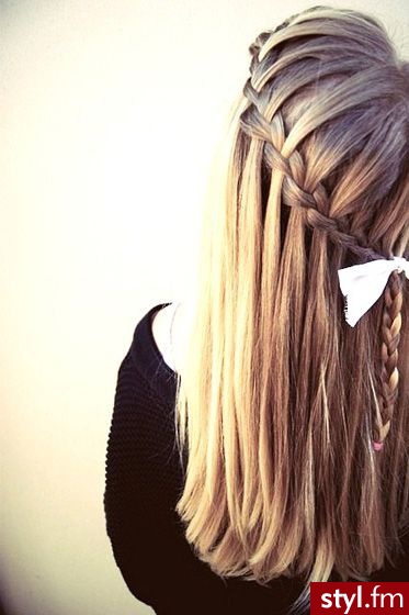 Blond Warkocze Proste Na co dzień Długie Fryzury