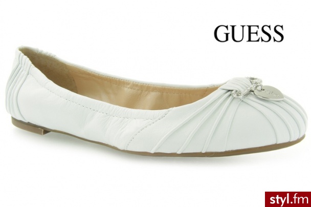 Guess BALERINKI CORRIDON BALLERINA LEATHER WHITE - Balerinki Buty Moda