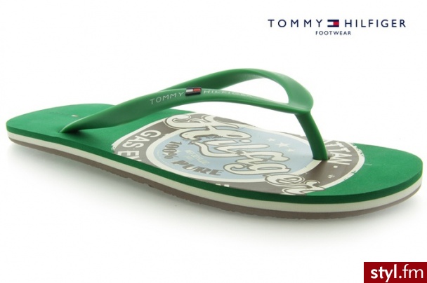 Tommy Hilfiger JAPONKI FRANCIS 7A ENGLISH GREEN - Klapki Buty Moda