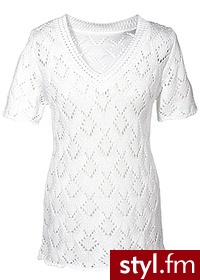 Bonprix Sweter ażurowy biały 949420_17261 - Swetry Ciuchy Moda