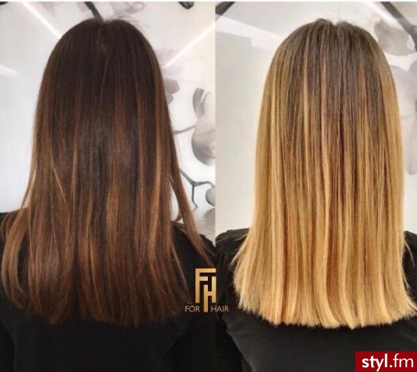 Sombre z Olaplex salon For Hair http://forhairsobieski.pl/ - Blond Rozpuszczone Proste Na co dzień Średnie Fryzury
