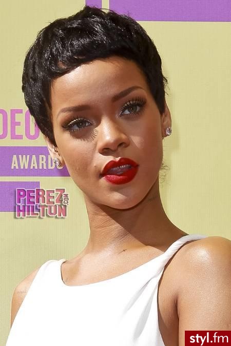 rihanna - Czarne Rozpuszczone Proste Na co dzień Krótkie Fryzury