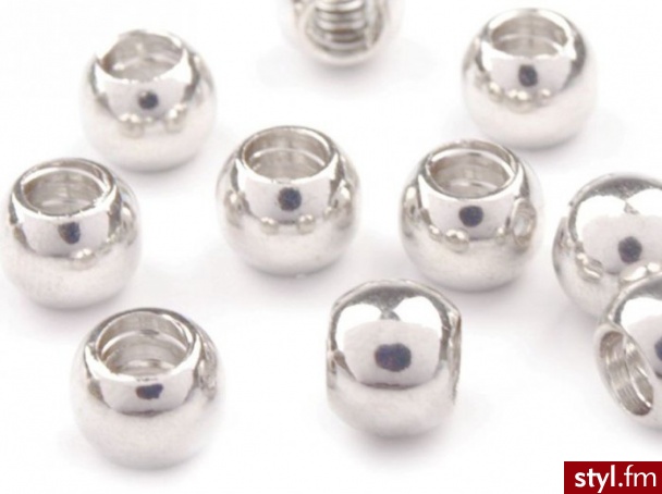 Korale metalowe Ø 6mm - kolor srebrny - Korale Biżuteria Moda