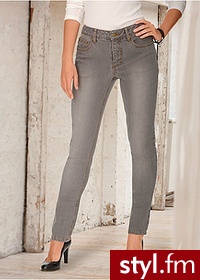 Bonprix Dżinsy ze stretchem szary denim used - Jeansy Spodnie Moda