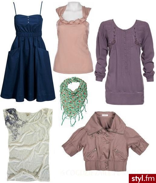 Sukienka H&M, 129 zł; różowa bluzka Top Secret, 59,90 zł; koszula Stradivarius, 79,90 zł; chusta Vero Moda, ok. 75 zł; koszulka Pull and Bear, 59,90 zł; kurtka C&A, 99 zł - Pozostałe Ciuchy Moda