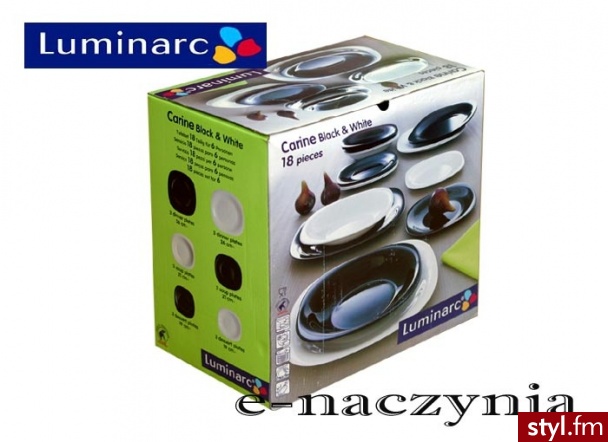Luminarc serwis obiadowy carine bi/cz dla 6 os 18 el - Pozostałe Biżuteria Moda