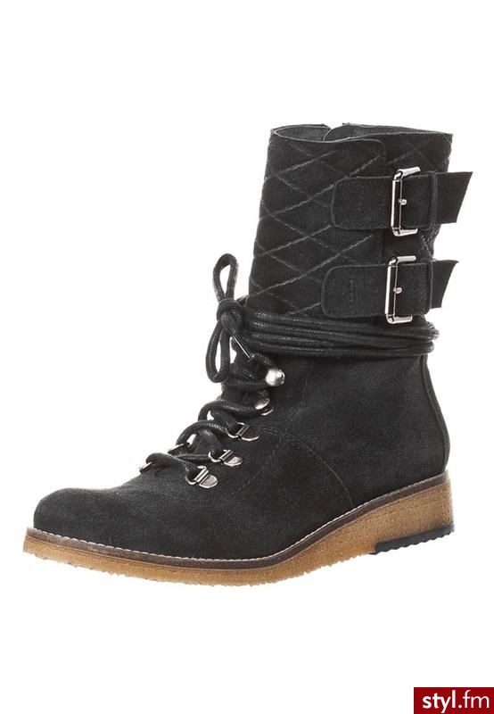 Zign Botki sznurowane czarny - Botki Buty Moda