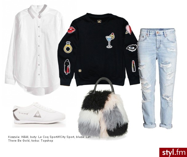 Koszula: H&M, buty: Le Coq Sportif/City Sport, bluza: Let There Be Gold, torba: Topshop - Styler