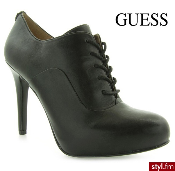 Guess BRAN FRANCESINA LEATHER BLACK - Botki Buty Moda