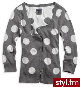 Rozpinany sweterk z długim rękawem w duże kropy:) - Pozostałe Ciuchy Moda