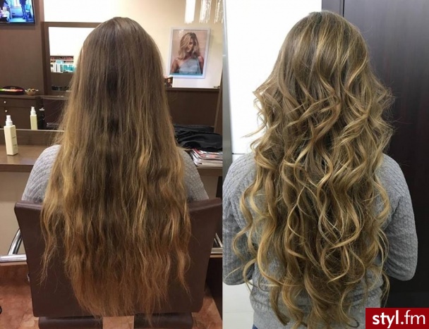 Sombre z Olaplex wykonane przez Małgosię - Blond Rozpuszczone Kręcone Na co dzień Długie Fryzury