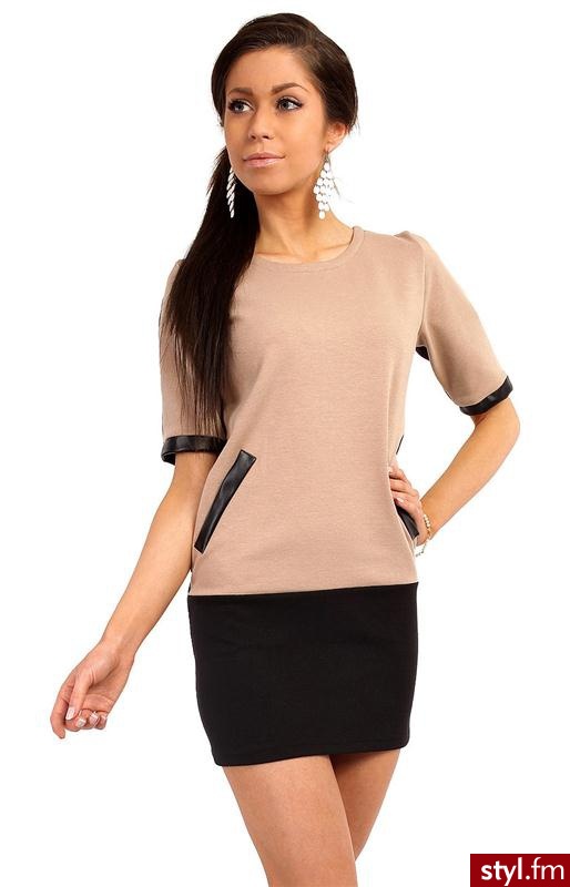 MOE Tunika 004 (czarno-cappuccino) - Tuniki Ciuchy Moda