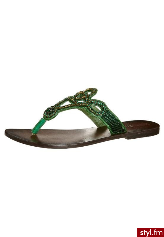Pier One Klapki zielony CE-5517 - Klapki Buty Moda