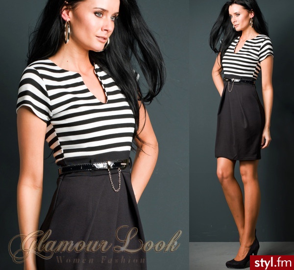 BODY COVER SUKIENKA MINI KLASYKA PASEK GRANATOWA BIAŁA S 36 - Body Bielizna Moda